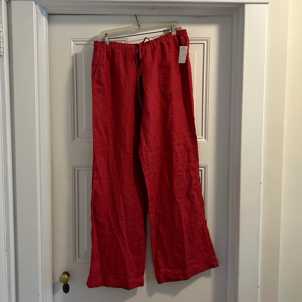 NWT linen drawstring pants. Warm red